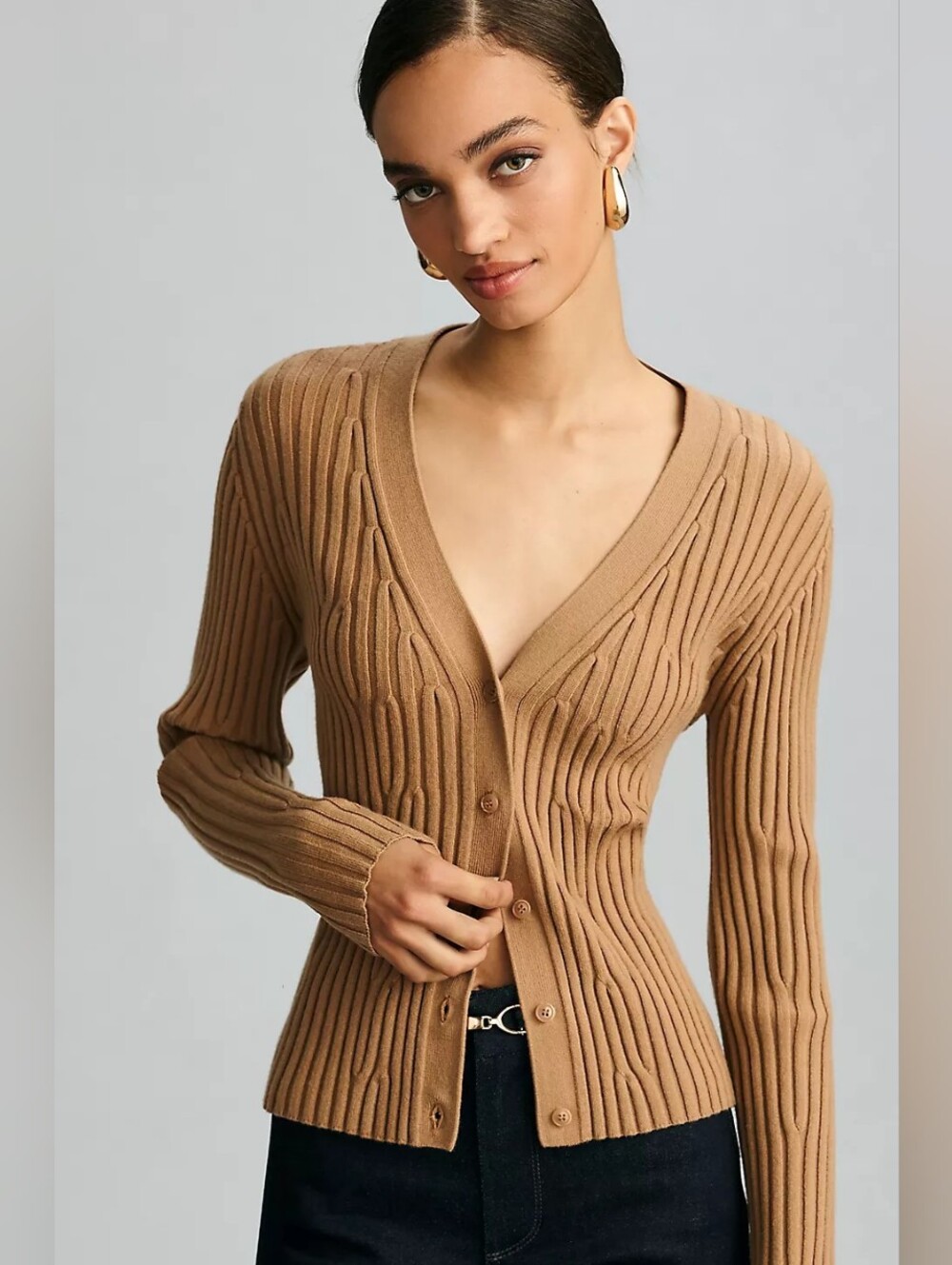 PAIGE Shirin Cardigan in Dark Camel, XXS